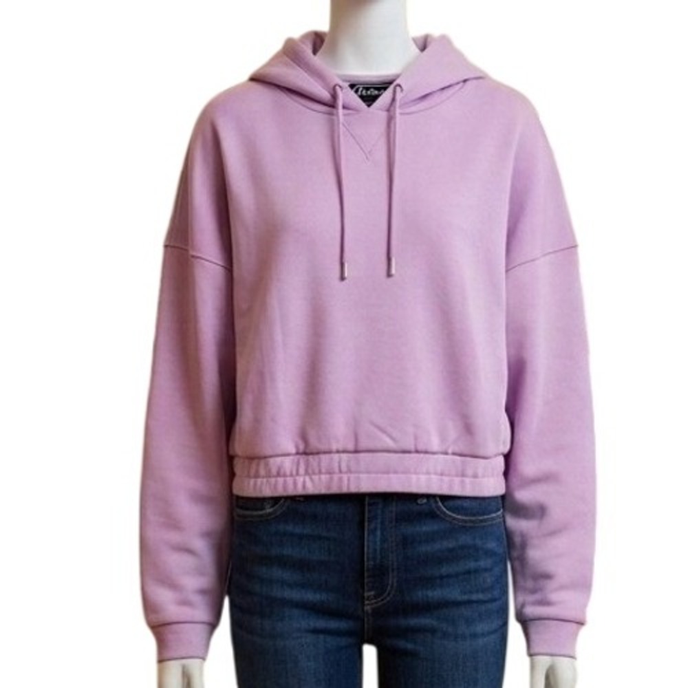 Scoop Womens Lavender Purple Scuba Cropped pullover Hoodie Sweatshirt XXL NWT
